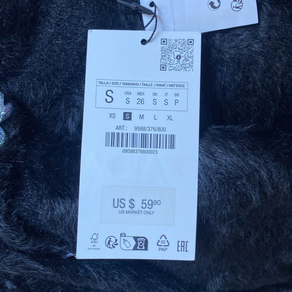 🆕 2024 ZARA FLOWER BUTTON FAUX FUR KNIT CARDIGAN - Picture 5 of 5